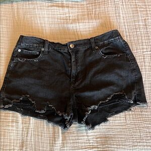 Aerie Black Denim Cutoff Shorts